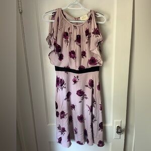 Kate Spade silk floral dress cold shoulder lavender size 0